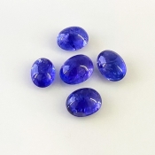 16.88 Cts. Tanzanite 9x7-10.5x8mm Smooth Oval Shape A+ Grade Cabochons Parcel - Total 5 Pcs.