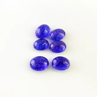 17.56 Cts. Tanzanite 8.5x6.5-10x8mm Smooth Oval Shape A+ Grade Cabochons Parcel - Total 6 Pcs.