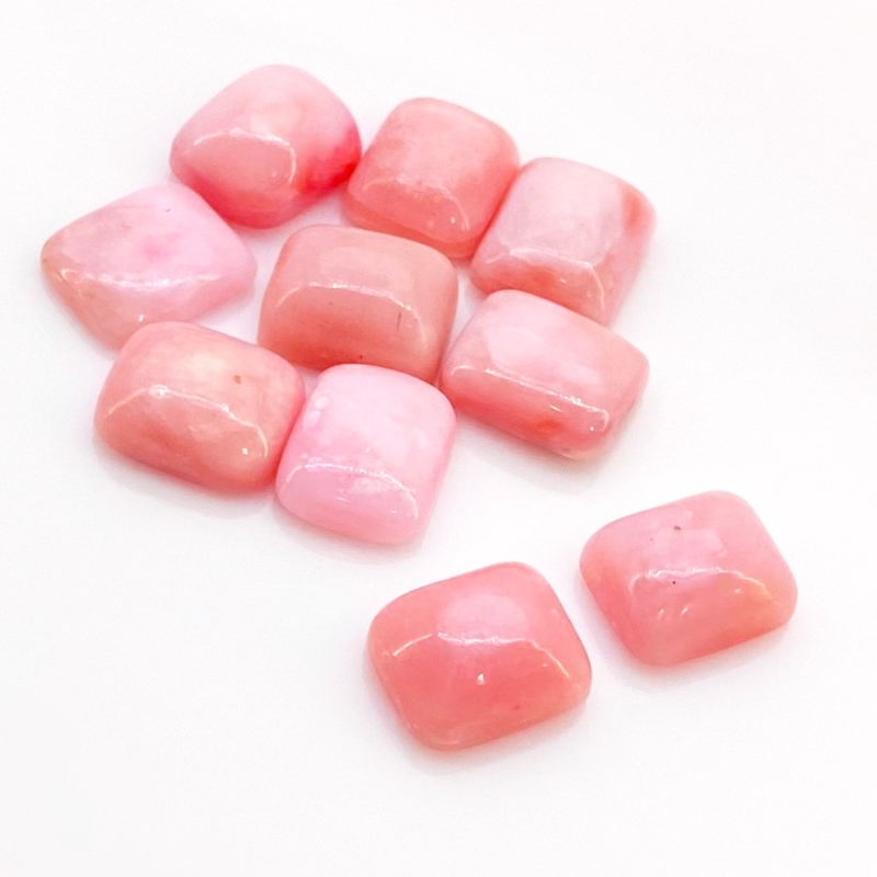45.65 Cts. Pink Opal 12x10mm Smooth Cushion Shape AA Grade Cabochons Parcel - Total 10 Pcs.