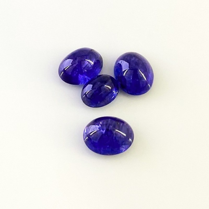 16.23 Cts. Tanzanite 9x7-11x9mm Smooth Oval Shape AA Grade Cabochons Parcel - Total 4 Pcs.