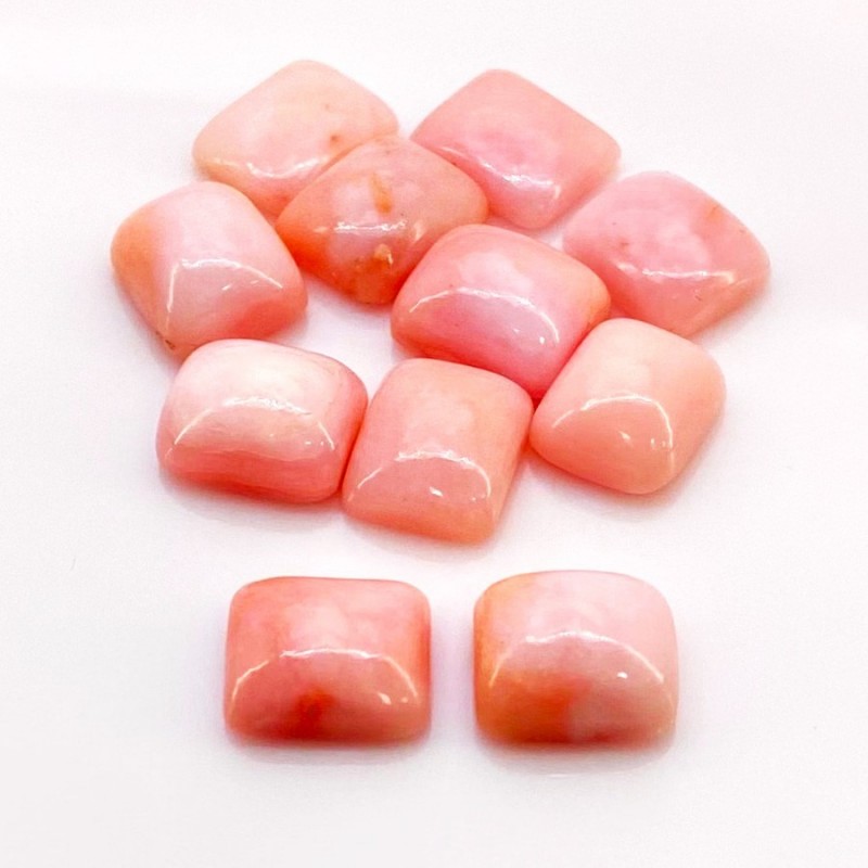 50.80 Cts. Pink Opal 12x10mm Smooth Cushion Shape A+ Grade Cabochons Parcel - Total 11 Pcs.