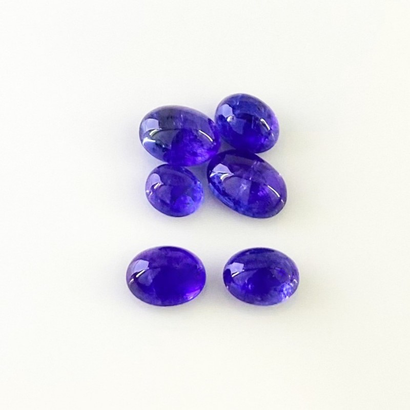 16.89 Cts. Tanzanite 7.5X6-10.5X7.5mm Smooth Oval Shape AA Grade Cabochons Parcel - Total 6 Pcs.