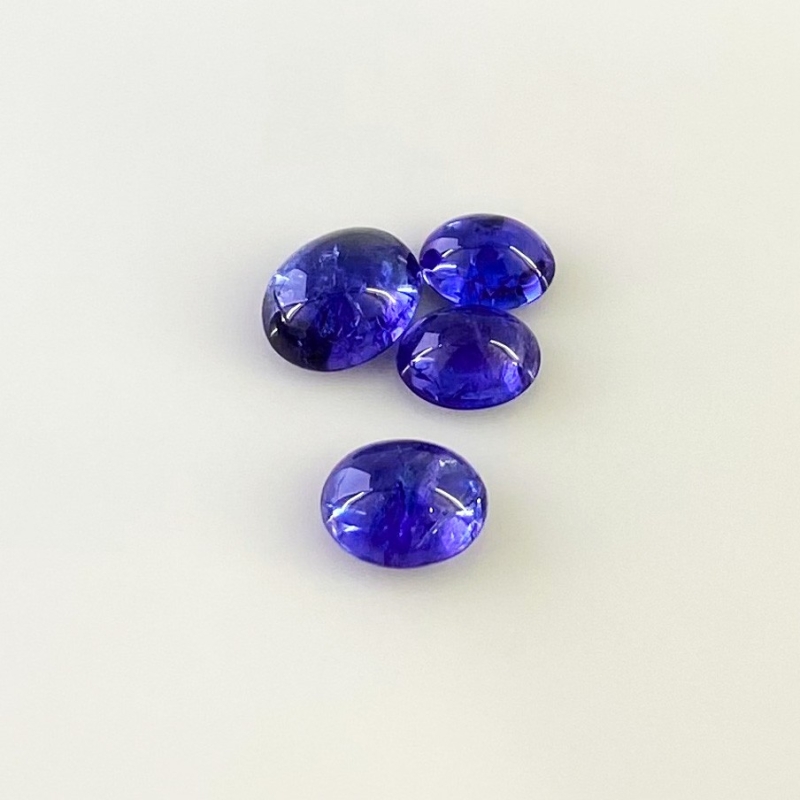 12.58 Cts. Tanzanite 9x6.5-11x9mm Smooth Oval Shape AA+ Grade Cabochons Parcel - Total 4 Pcs.