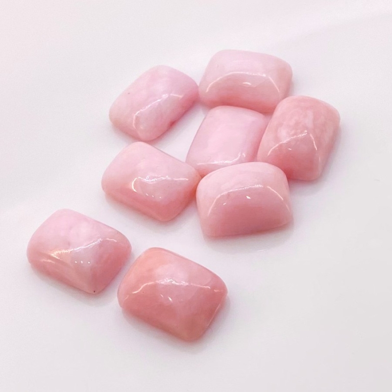 54.60 Cts. Pink Opal 14x10mm Smooth Cushion Shape A+ Grade Cabochons Parcel - Total 8 Pcs.