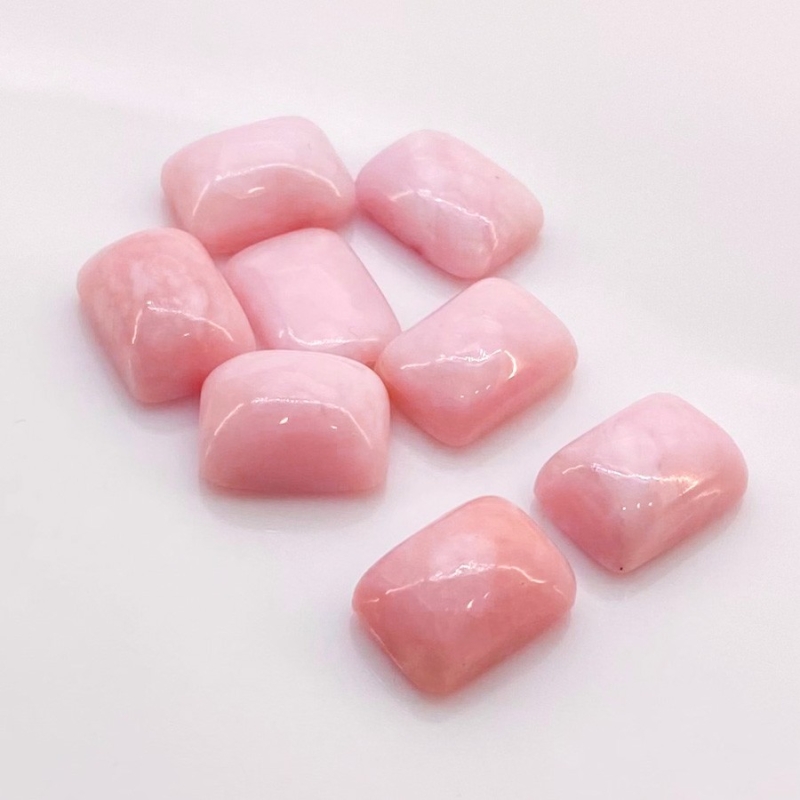 54.60 Cts. Pink Opal 14x10mm Smooth Cushion Shape A+ Grade Cabochons Parcel - Total 8 Pcs.