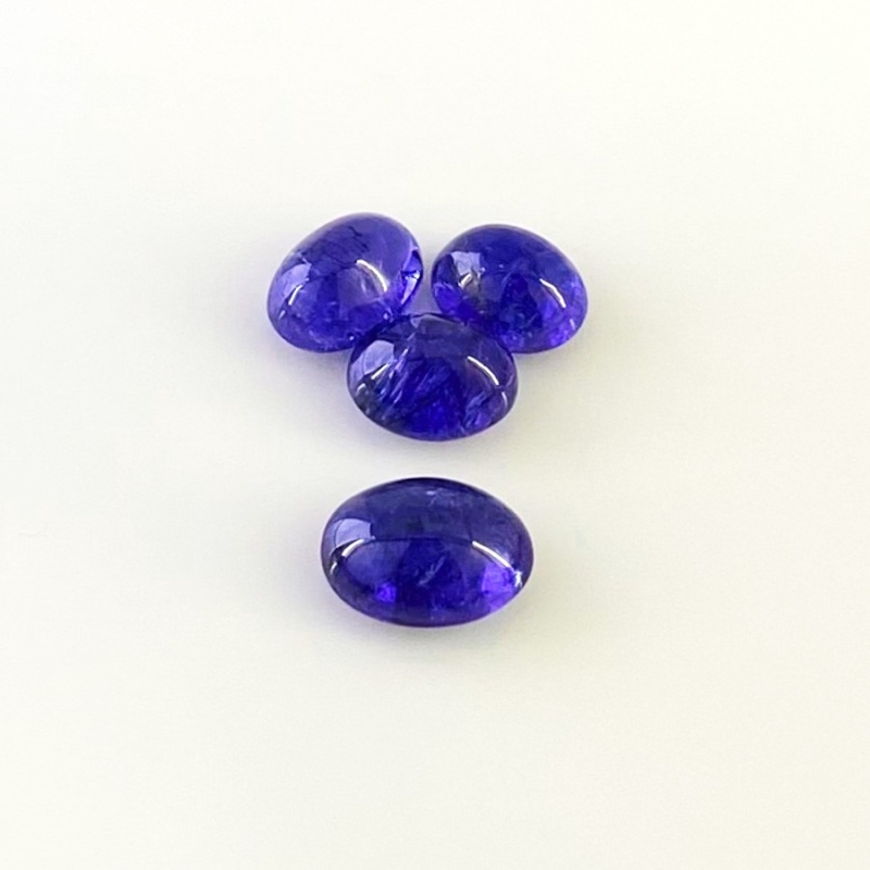 12.96 Cts. Tanzanite 9x7-11x8mm Smooth Oval Shape AA+ Grade Cabochons Parcel - Total 4 Pcs.