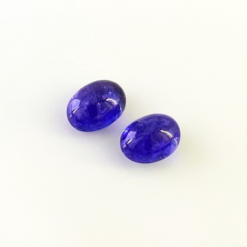 13.73 Cts. Tanzanite 12x9mm Smooth Oval Shape AA+ Grade Cabochons Parcel - Total 2 Pcs.