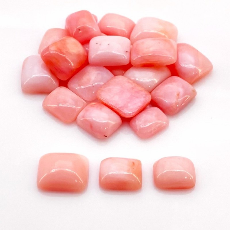 70.90 Cts. Pink Opal 9x7-12x10mm Smooth Cushion Shape A Grade Cabochons Parcel - Total 22 Pcs.