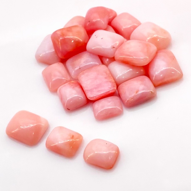 70.90 Cts. Pink Opal 9x7-12x10mm Smooth Cushion Shape A Grade Cabochons Parcel - Total 22 Pcs.