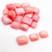 70.90 Cts. Pink Opal 9x7-12x10mm Smooth Cushion Shape A Grade Cabochons Parcel - Total 22 Pcs.