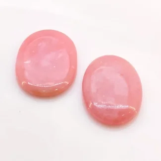 54.05 Cts. Pink Opal 30x22-32x23mm Smooth Oval Shape AA Grade Cabochons Parcel - Total 2 Pcs.