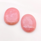 54.05 Cts. Pink Opal 30x22-32x23mm Smooth Oval Shape AA Grade Cabochons Parcel - Total 2 Pcs.