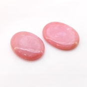 54.05 Cts. Pink Opal 30x22-32x23mm Smooth Oval Shape AA Grade Cabochons Parcel - Total 2 Pcs.