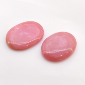 54.05 Cts. Pink Opal 30x22-32x23mm Smooth Oval Shape AA Grade Cabochons Parcel - Total 2 Pcs.