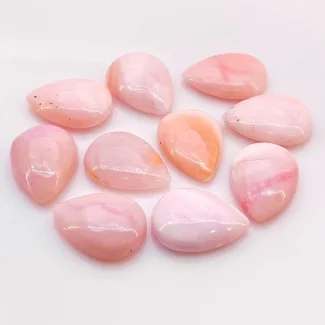 61.50 Cts. Pink Opal 18x13mm Smooth Pear Shape A+ Grade Cabochons Parcel - Total 10 Pcs.