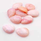 61.50 Cts. Pink Opal 18x13mm Smooth Pear Shape A+ Grade Cabochons Parcel - Total 10 Pcs.