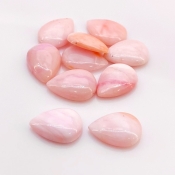 61.50 Cts. Pink Opal 18x13mm Smooth Pear Shape A+ Grade Cabochons Parcel - Total 10 Pcs.