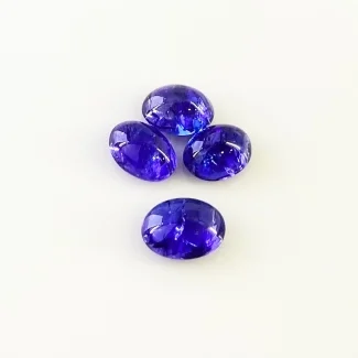 14.77 Cts. Tanzanite 10x8-11x8mm Smooth Oval Shape AA+ Grade Cabochons Parcel - Total 4 Pcs.