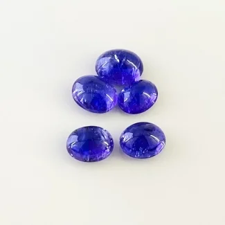 14.75 Cts. Tanzanite 9x7-10x8mm Smooth Oval Shape AA+ Grade Cabochons Parcel - Total 5 Pcs.