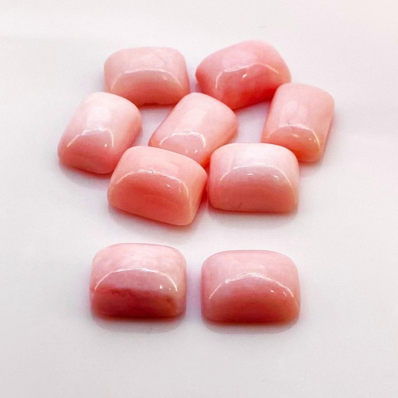 Pink Opal Smooth Cushion Shape A+ Grade Cabochon Parcel - 13.5x10mm - 9 Pc. - 66.35 Cts.