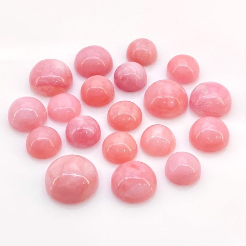 Pink Opal Smooth Round Shape AA Grade Cabochon Parcel - 9-13mm - 19 Pc. - 59.80 Cts.