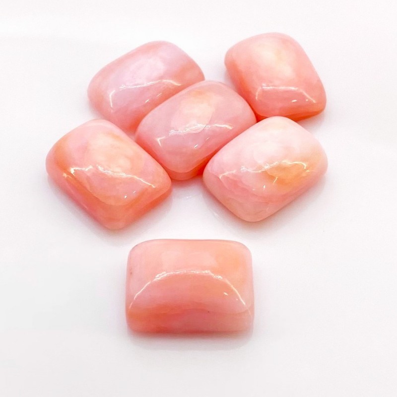 81 Cts. Pink Opal 18x13mm Smooth Cushion Shape A Grade Cabochons Parcel - Total 6 Pcs.