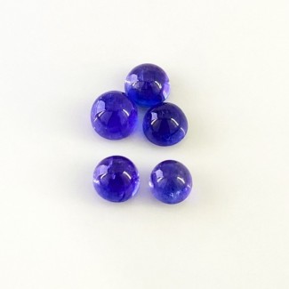 16.56 Cts. Tanzanite 7.5-8.5mm Smooth Round Shape AA+ Grade Cabochons Parcel - Total 5 Pcs.
