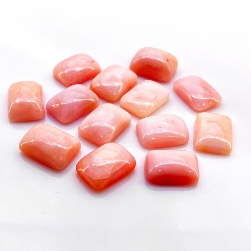 70.75 Cts. Pink Opal 14x10mm Smooth Cushion Shape A+ Grade Cabochons Parcel - Total 13 Pcs.