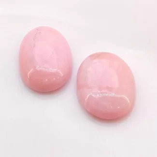 74.35 Cts. Pink Opal 30x22-32x21mm Smooth Oval Shape AA Grade Cabochons Parcel - Total 2 Pcs.