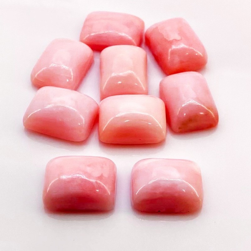 Pink Opal Smooth Cushion Shape AA Grade Cabochon Parcel - 16x12mm - 9 Pc. - 92.35 Cts.