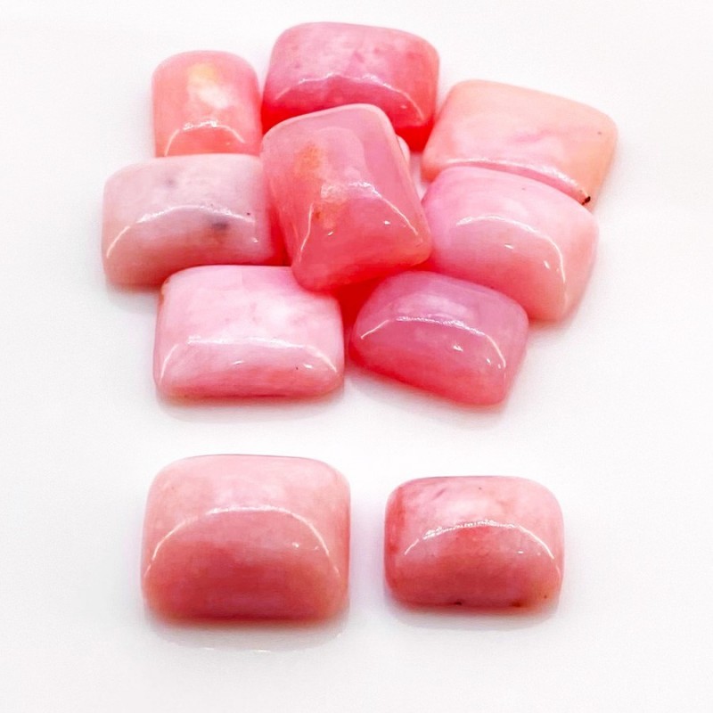 Pink Opal Smooth Cushion Shape AA Grade Cabochon Parcel - 13.5x10-16x12mm - 11 Pc. - 99.25 Cts.