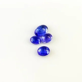 6.50 Cts. Tanzanite 7x5.5-10x7mm Smooth Oval Shape A+ Grade Cabochons Parcel - Total 4 Pcs.