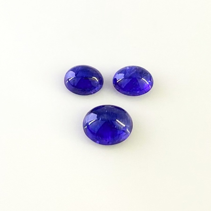9.52 Cts. Tanzanite 9x7-11x9mm Smooth Oval Shape AA Grade Cabochons Parcel - Total 3 Pcs.