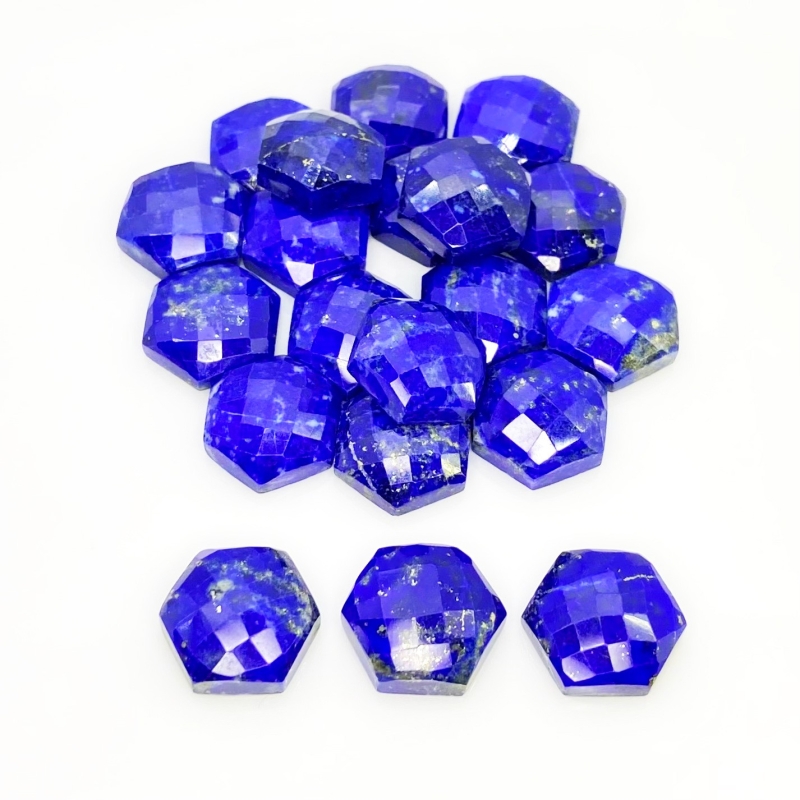 181.20 Carat Lapis Lazuli 13mm Checkerboard Hexagon Shape AAA Grade Cabochons Parcel - Total 20 Pcs.