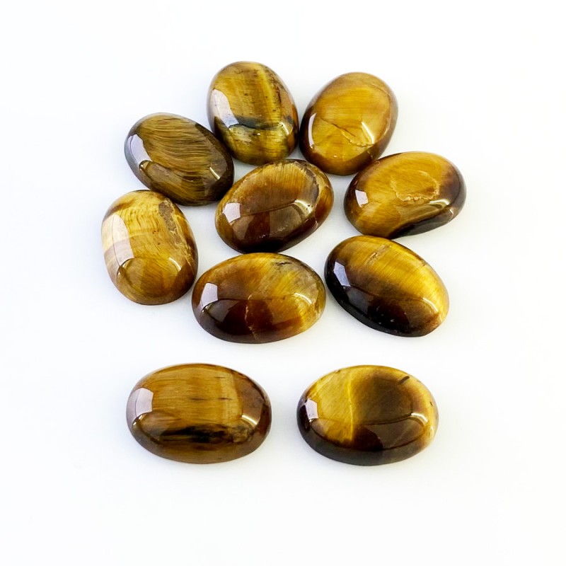 Tiger Eye Smooth Oval Shape AA Grade Cabochon Parcel - 18x13mm - 10 Pc. - 102.60 Cts.