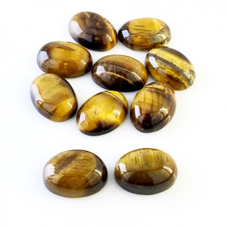 Tiger Eye Smooth Oval Shape AA Grade Cabochon Parcel - 18x13mm - 10 Pc. - 112.45 Cts.