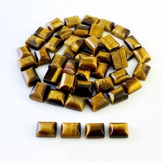 Tiger Eye Smooth Baguette Shape AA Grade Cabochon Parcel - 10X8mm - 49 Pc. - 192.60 Cts.