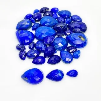 175.55 Carat Lapis Lazuli 8x5-20x15mm Checkerboard Pear Shape AA Grade Cabochons Parcel - Total 39 Pcs.