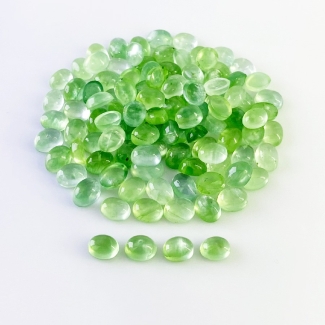 194.6 Carat Prehnite 8x6mm Smooth Oval Shape AA+ Grade Cabochons Parcel - Total 111 Pcs.