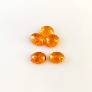 13.55 Carat Spessartite Garnet 9x7mm Smooth Oval Shape AA Grade Cabochons Parcel - Total 5 Pcs.