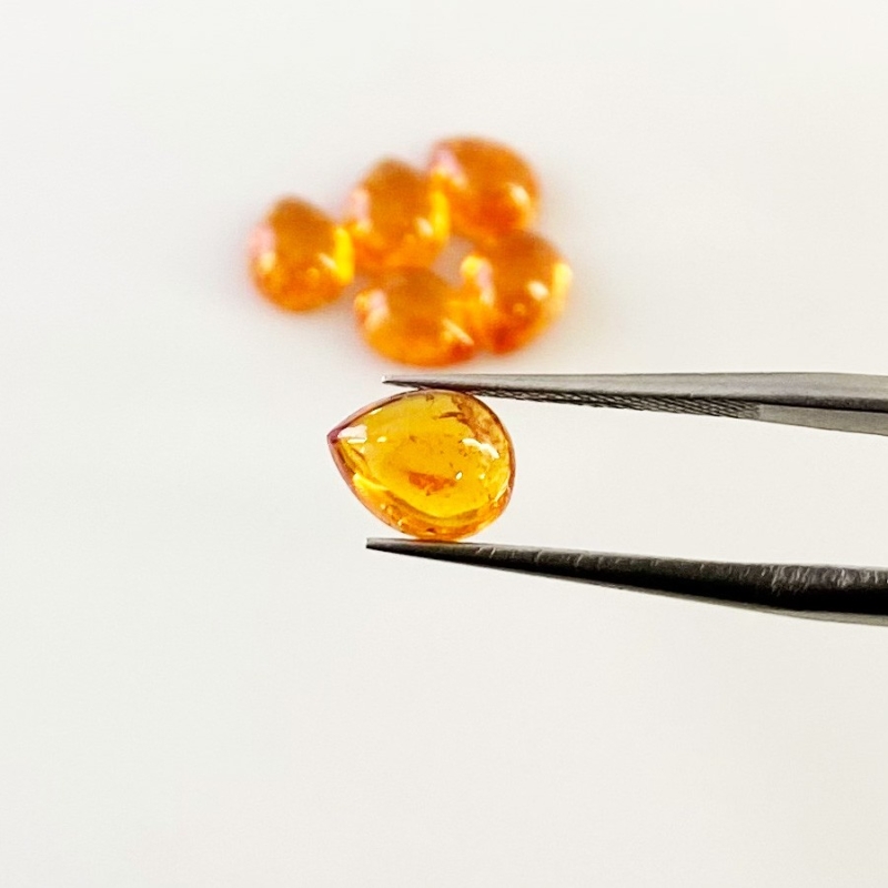 10.80 Carat Spessartite Garnet 8x6mm Smooth Pear Shape AA Grade Cabochons Parcel - Total 6 Pcs.