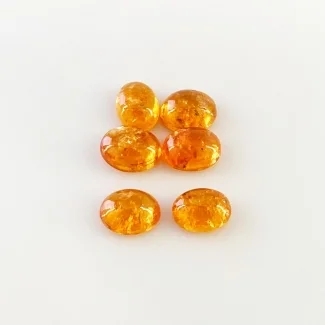 11.90 Carat Spessartite Garnet 8x6mm Smooth Oval Shape AA Grade Cabochons Parcel - Total 6 Pcs.