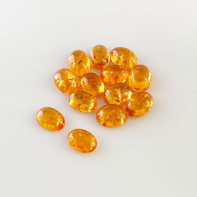 15.05 Carat Spessartite Garnet 7x5mm Smooth Oval Shape AA Grade Cabochons Parcel - Total 13 Pcs.