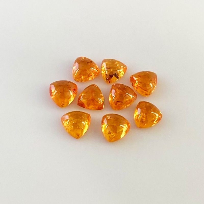 11.20 Carat Spessartite Garnet 6mm Smooth Trillion Shape AA Grade Cabochons Parcel - Total 9 Pcs.