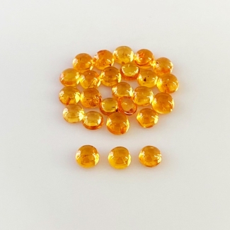 11.10 Carat Spessartite Garnet 4mm Smooth Round Shape AA Grade Cabochons Parcel - Total 25 Pcs.