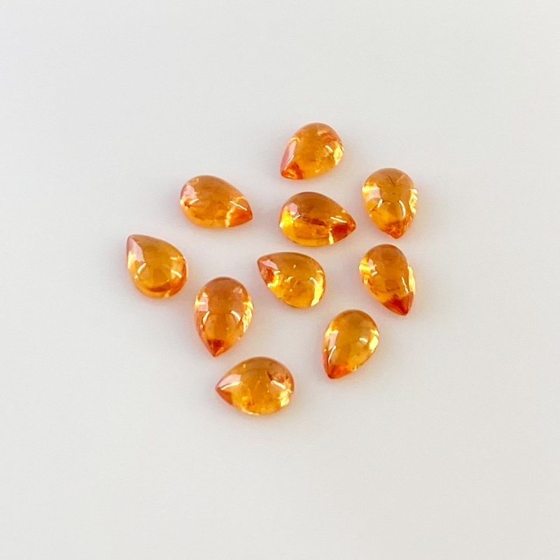 10.25 Carat Spessartite Garnet 7x5mm Smooth Pear Shape AA Grade Cabochons Parcel - Total 10 Pcs.