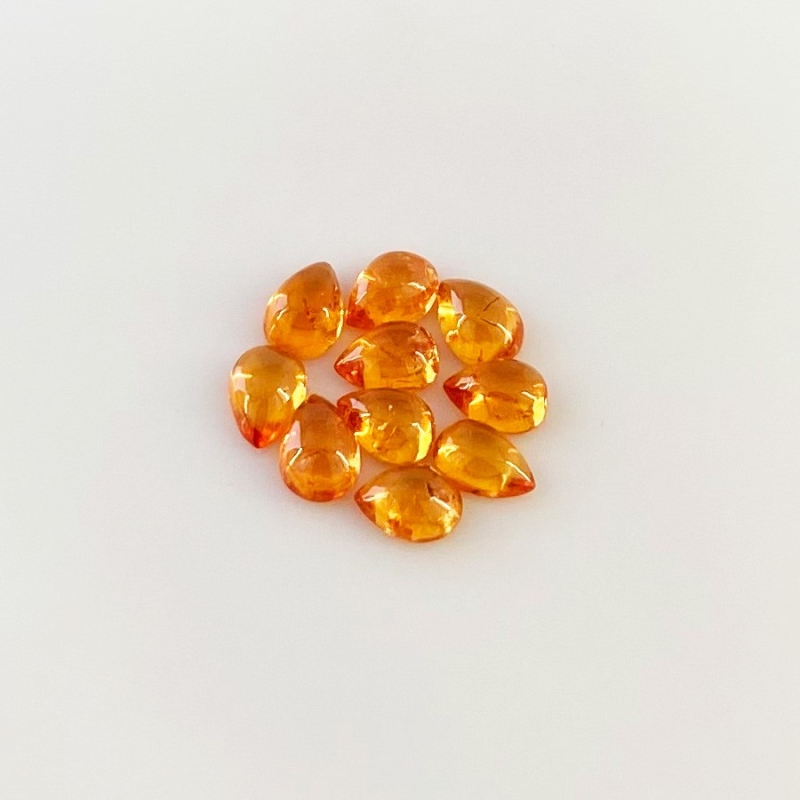10.25 Carat Spessartite Garnet 7x5mm Smooth Pear Shape AA Grade Cabochons Parcel - Total 10 Pcs.