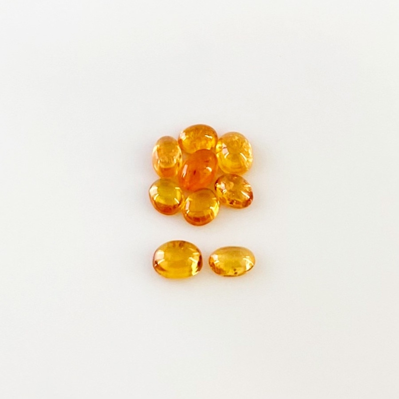 5.55 Carat Spessartite Garnet 5x4-6x5mm Smooth Oval Shape AA Grade Cabochons Parcel - Total 9 Pcs.