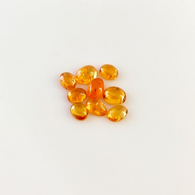 5.55 Carat Spessartite Garnet 5x4-6x5mm Smooth Oval Shape AA Grade Cabochons Parcel - Total 9 Pcs.