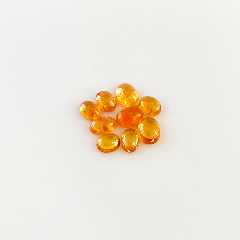 5.55 Carat Spessartite Garnet 5x4-6x5mm Smooth Oval Shape AA Grade Cabochons Parcel - Total 9 Pcs.